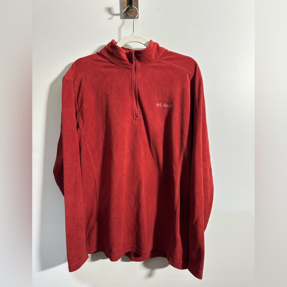 Columbia Men’s L Burgundy Lightweight Fleece Quarter Zip Pullover | SKU 0433